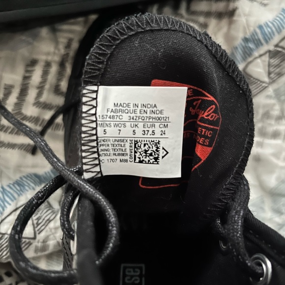 Womens size 7, Mens size 5 never worn blacked out converse sneakers. - Picture 3 of 3